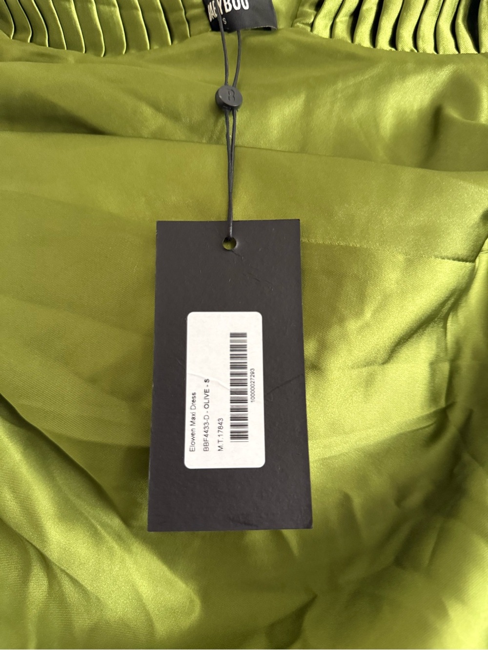 Satin Olive Halter Maxi Dress with Plunging V-Neck - Picture 6 of 8